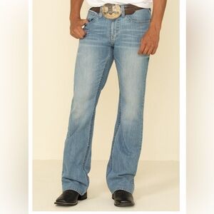 ODY JAMES MEN'S HAMSHACKLE LIGHT WASH RELAXED BOOTCUT STRETCH DENIM JEANS 34/30